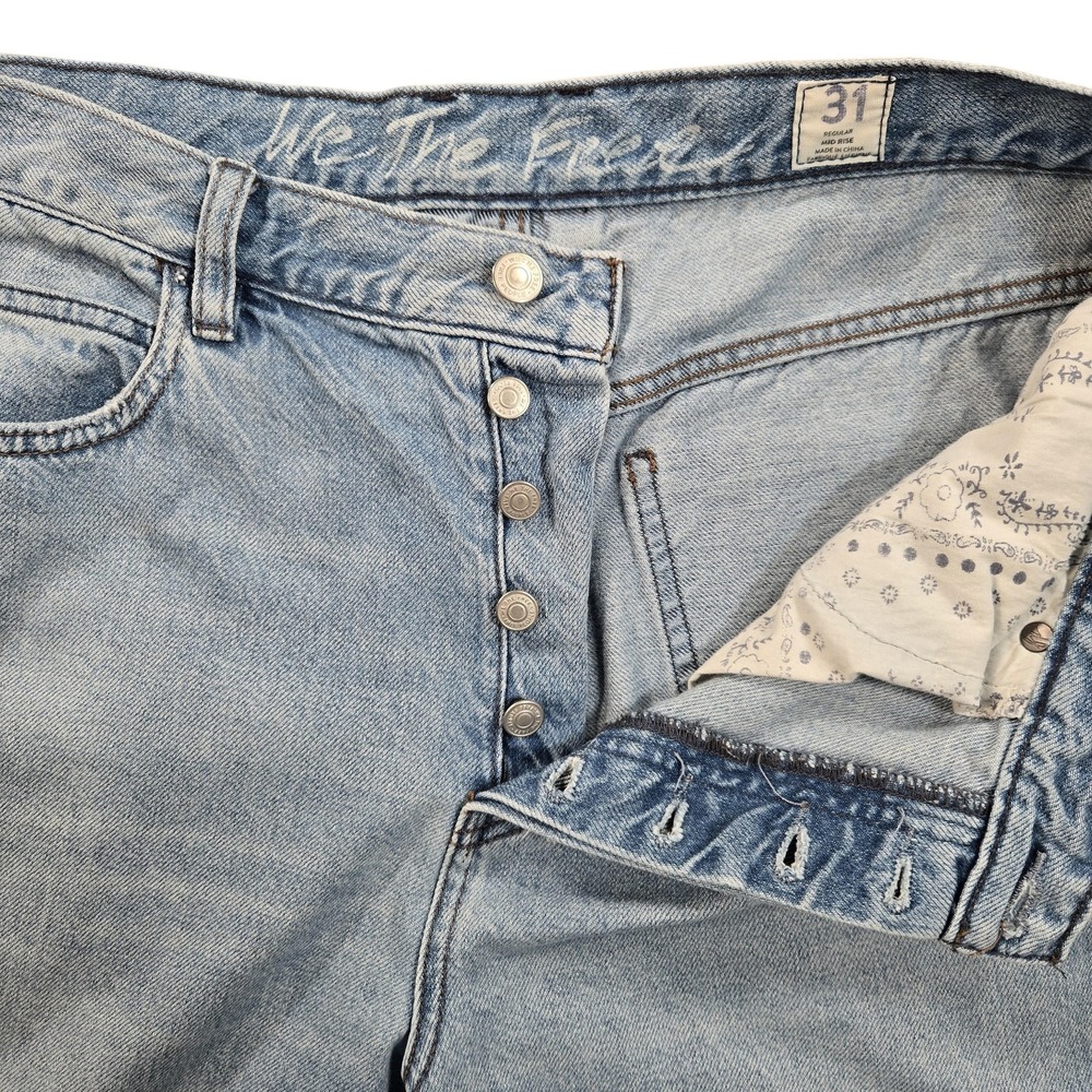 We The Free Jeans Womens 31 Light Wash High Rise Distressed Button Fly